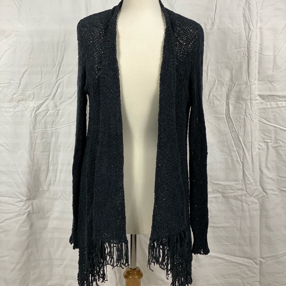 Navy Cardigan with Fringe